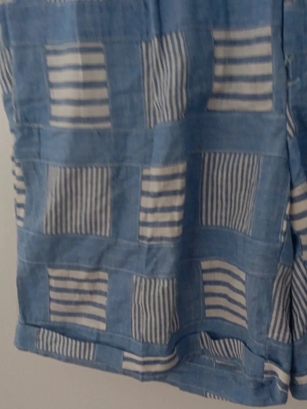 Colours By Alexander Vintage  Patchwork Light Blue & White Cotton Shorts #3840
